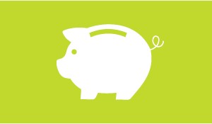 White piggy bank on a lime green background
