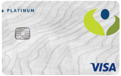 Numerica Platinum Visa Card on grey wood grain background